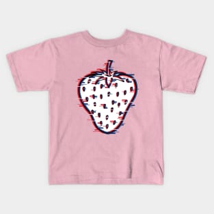 Strawberry design with a glitch effect on it Kids T-Shirt